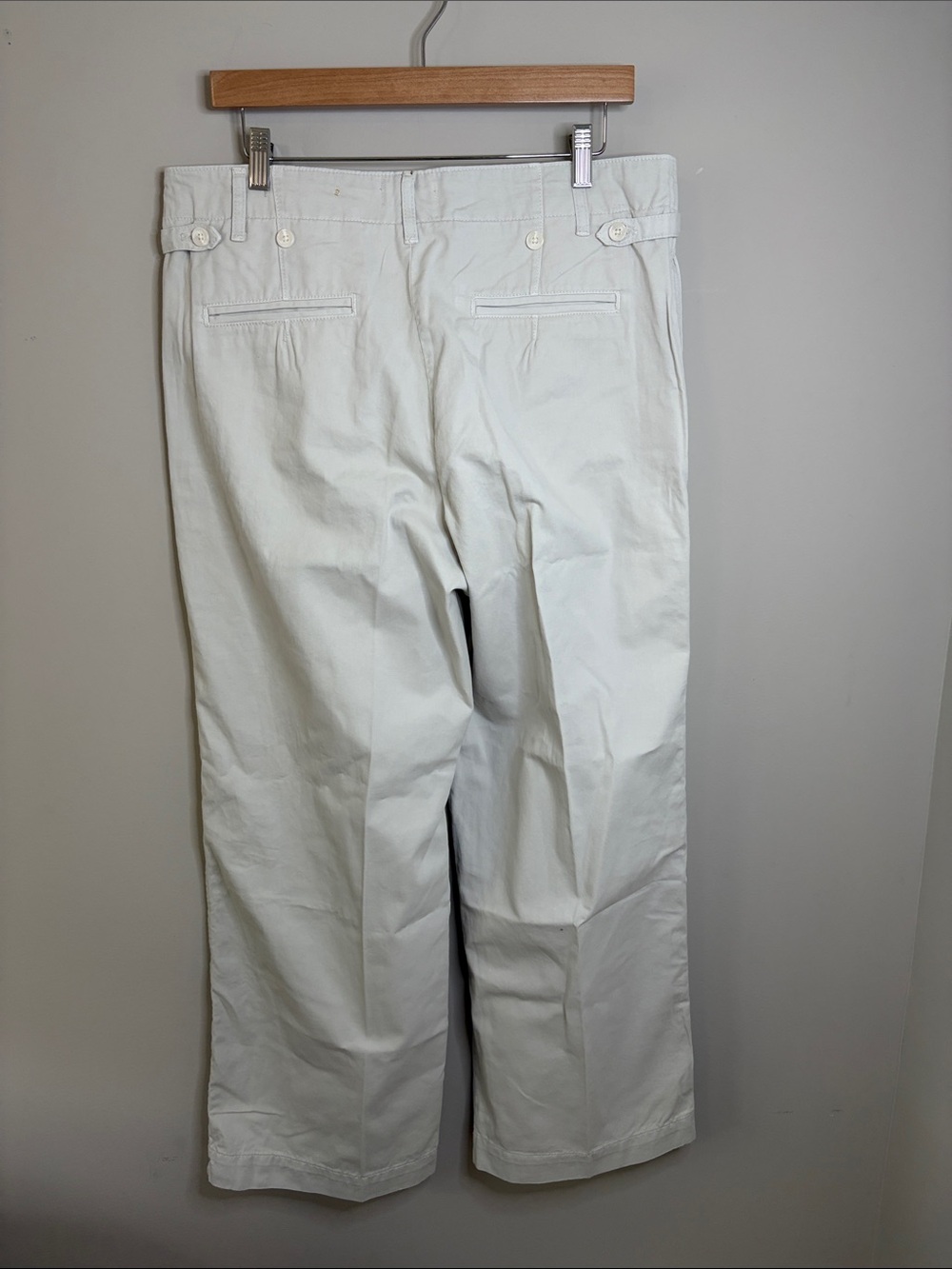 Anthropologie Maeve Pleated Wide Leg Chino Trousers Cotton Pant  Khaki Sz 12 NEW - Picture 7 of 12